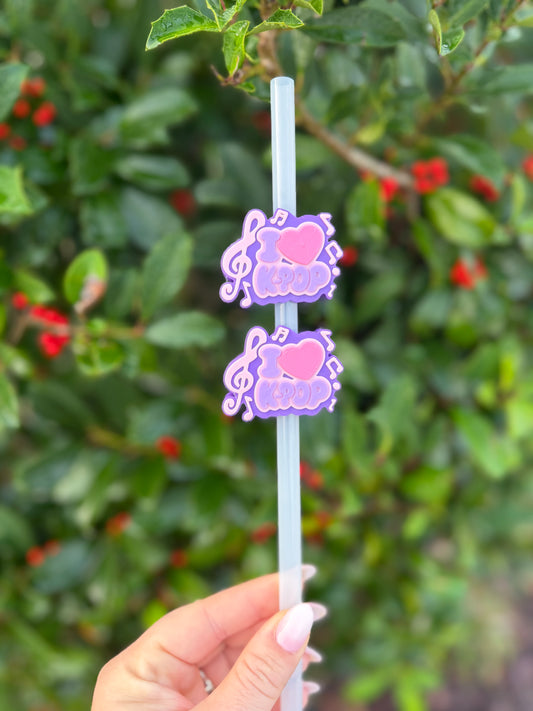 I Love K-Pop Stanley Straw Topper | K-Pop Straw Charm | Stanley Cup Accessory | K-Pop Fan Gift | Reusable Straw Topper