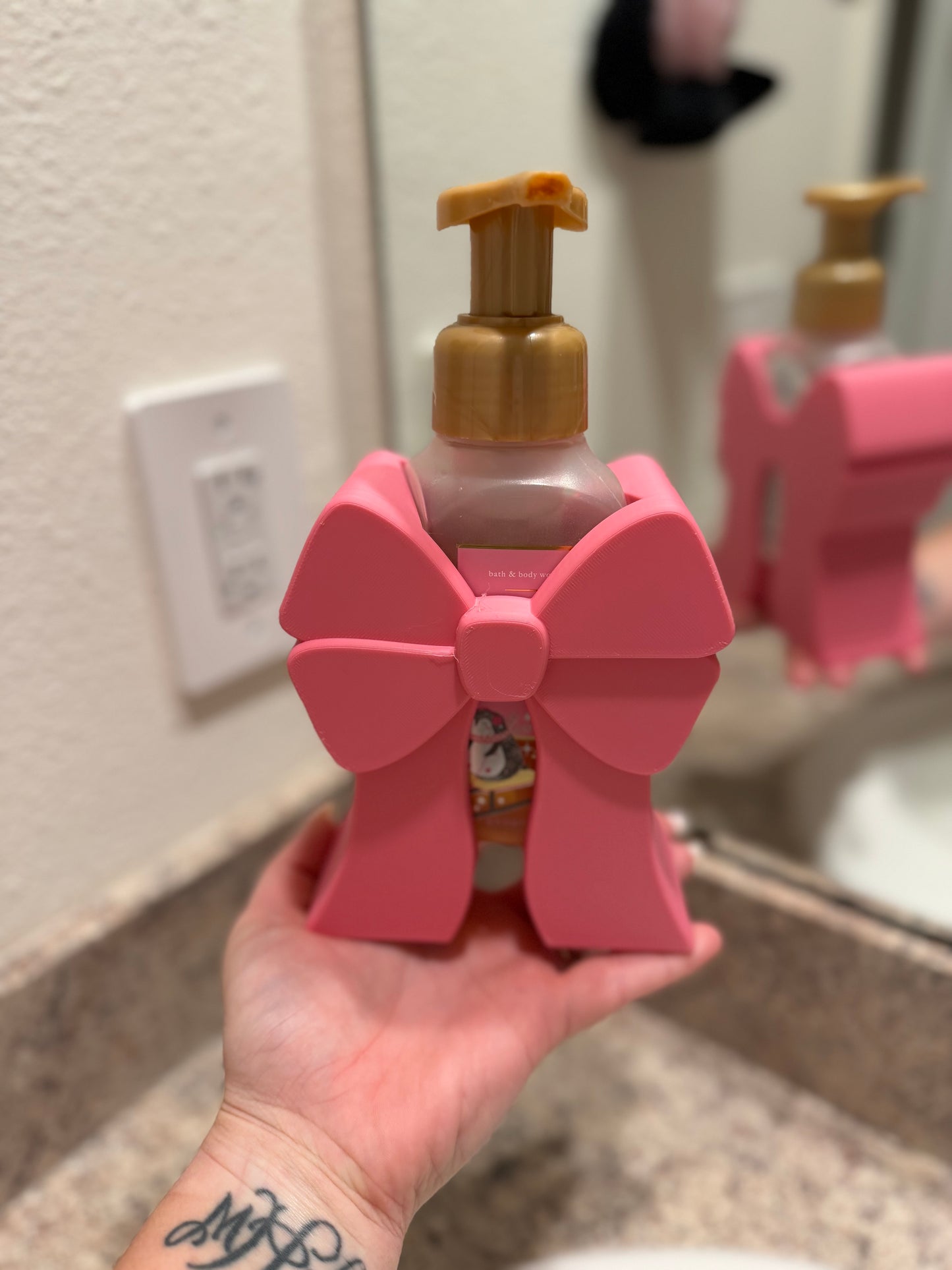 Bow Soap Holder for Bath & Body Works | Pink Bow Soap Sleeve | Bathroom Counter Decor | Cute Soap Dispenser Holder Gift
