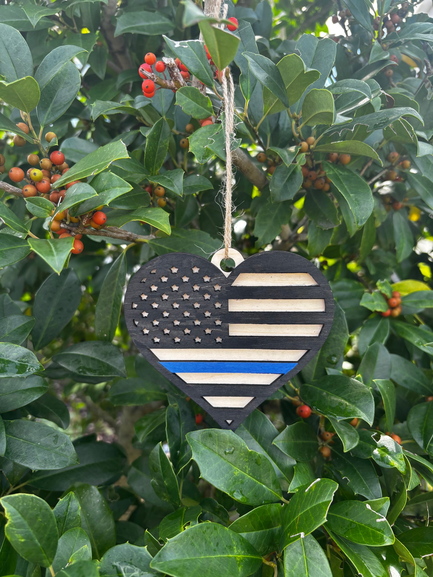 Police Christmas Flag Ornament