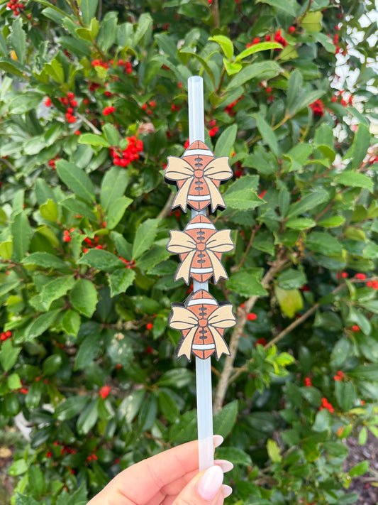 Football Bow Stanley Straw Topper | Football Straw Charm | Stanley Cup Accessory | Game Day Cup Topper | Football Fan Gift