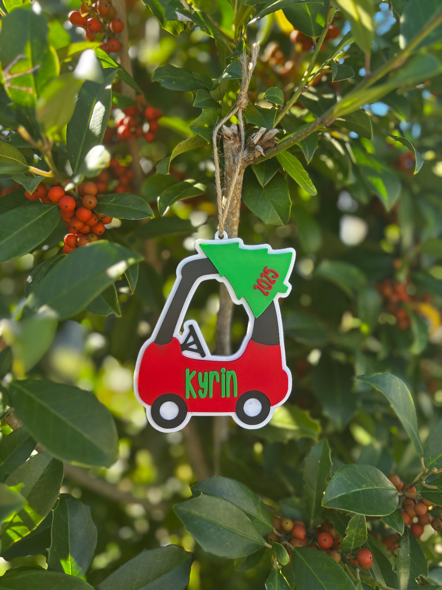 Red Car Tree Ornament w/Custom Name