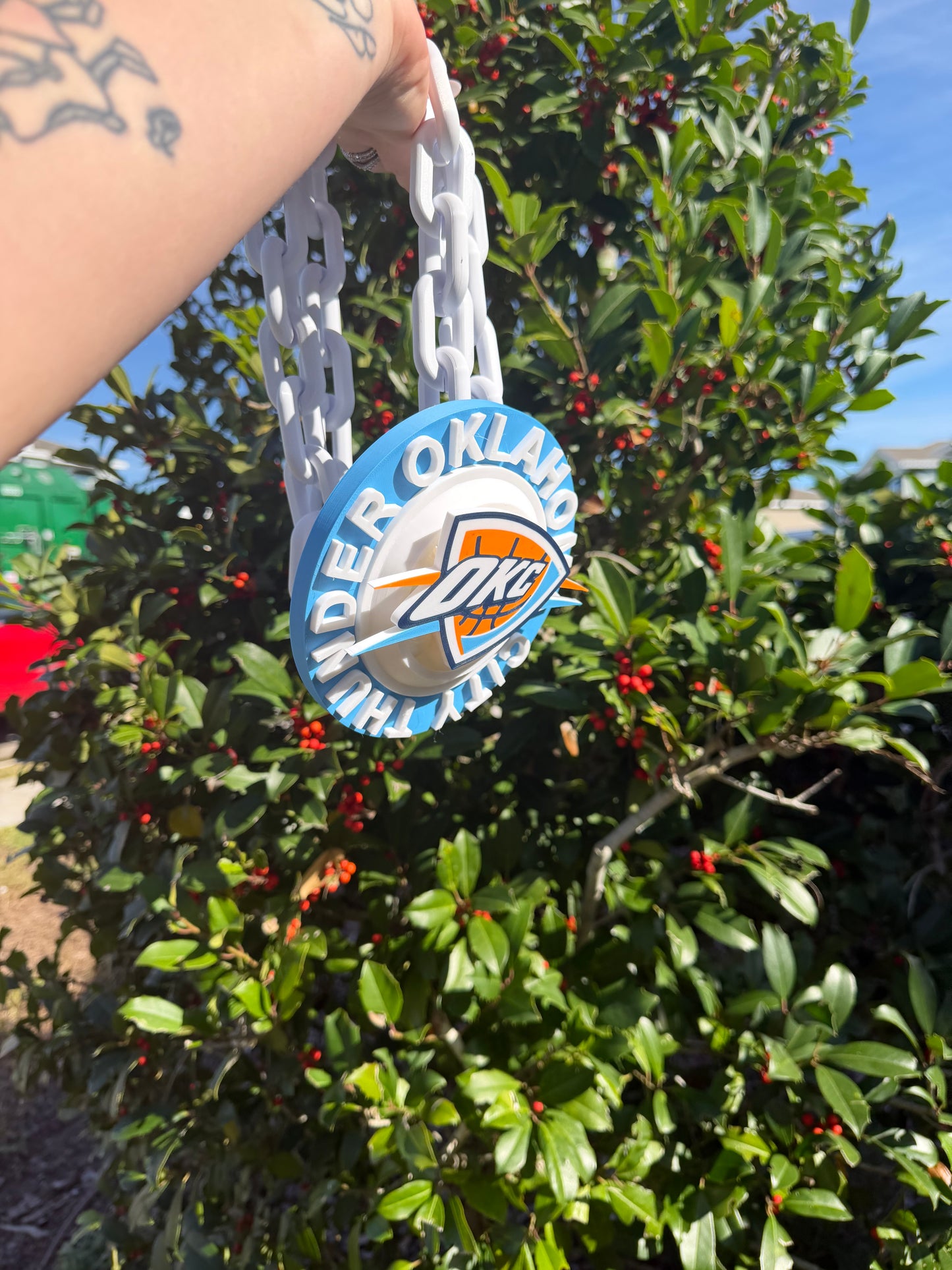 Oklahoma City Thunder Spinner Hype Chain | OKC Thunder Fan Chain | Basketball Game Day Necklace | Thunder Basketball Accessory
