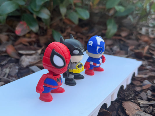 Superhero-Inspired Mini Flexi Character Pack | Comic Hero Style Desk Figures | 3D Printed Flexi Toys