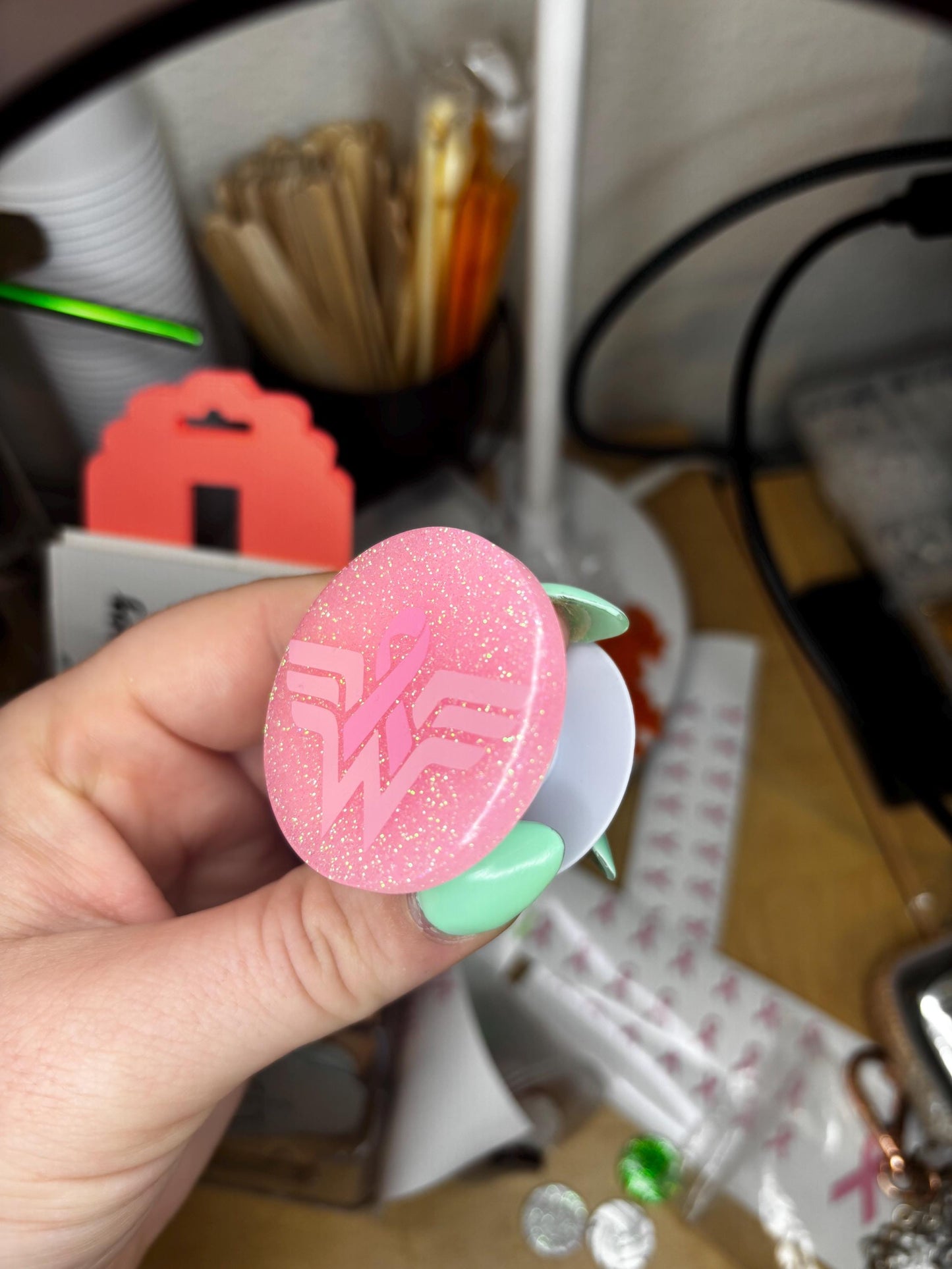 Breast Cancer Superhero Phone Grip | Custom | Handmade