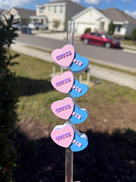Valentine’s Candy Heart Straw Topper | Cute Valentine Tumbler Accessory | Reusable Straw Charm | Gift for Her