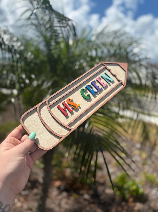 Teacher Name Sign | Pencil Name Sign | Teacher Appreciation | Custom Handmade