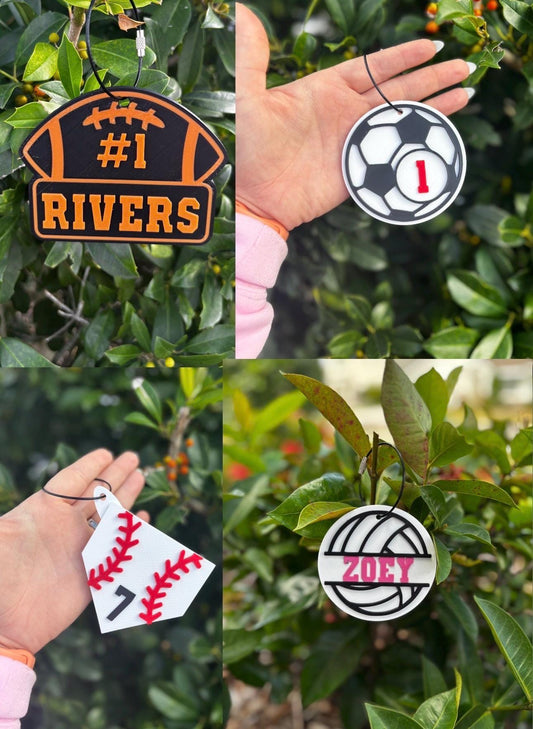 Personalized Sports Bag Tags – Custom Name & Number Keychain | Football, Baseball, Soccer, Volleyball Gift for Athletes