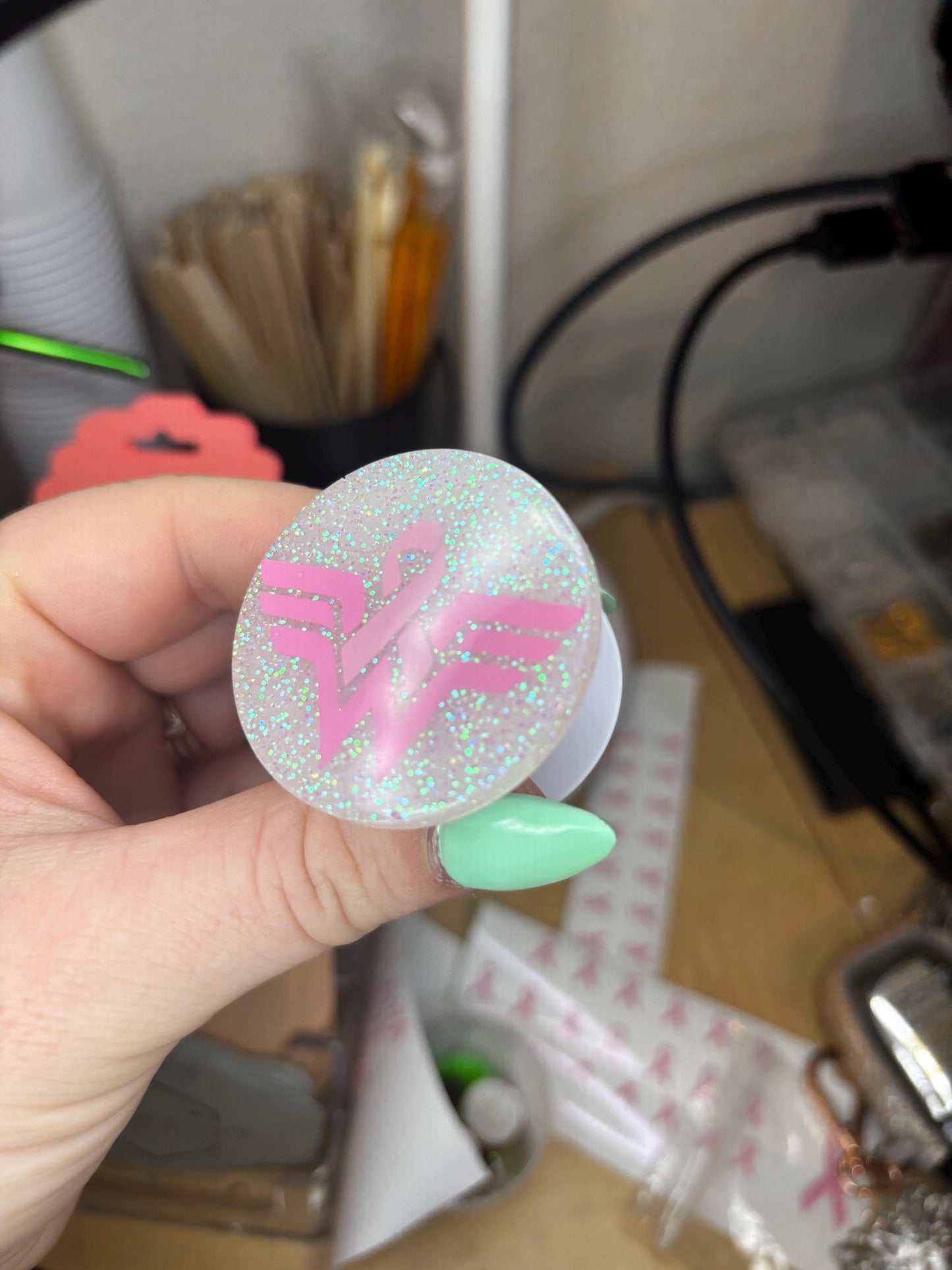 Breast Cancer Superhero Phone Grip | Custom | Handmade