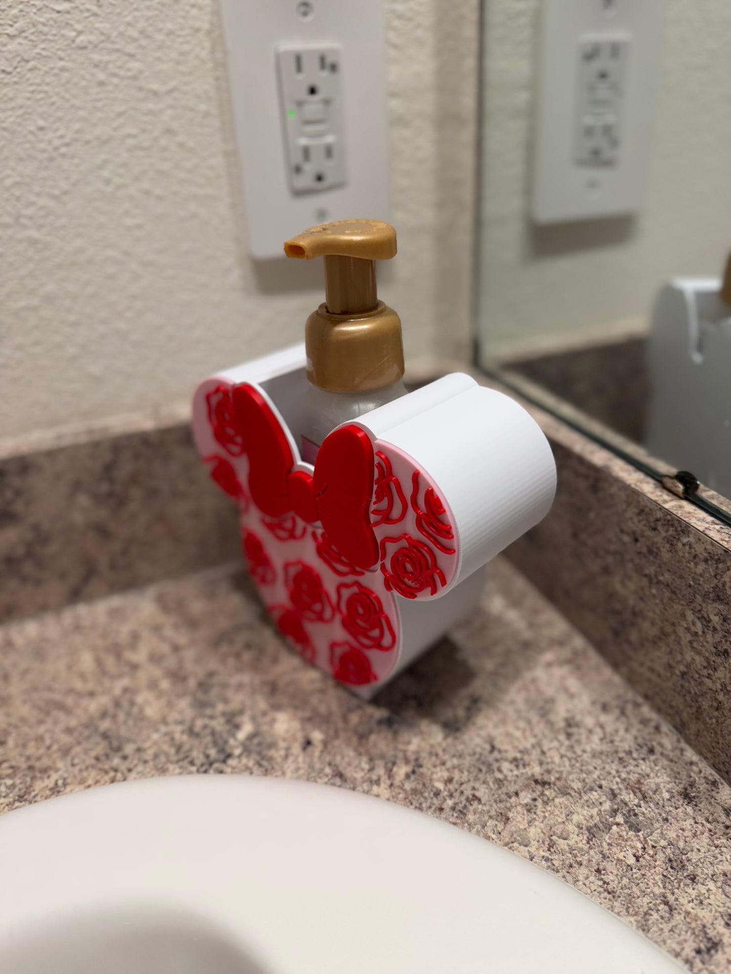 Minnie-Inspired Valentine Soap Holder with Roses | Bath & Body Works Foaming Soap Holder | Valentine Bathroom Decor | Disney-Inspired Gift