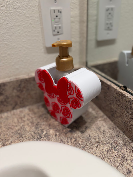 Minnie-Inspired Valentine Soap Holder with Roses | Bath & Body Works Foaming Soap Holder | Valentine Bathroom Decor | Disney-Inspired Gift