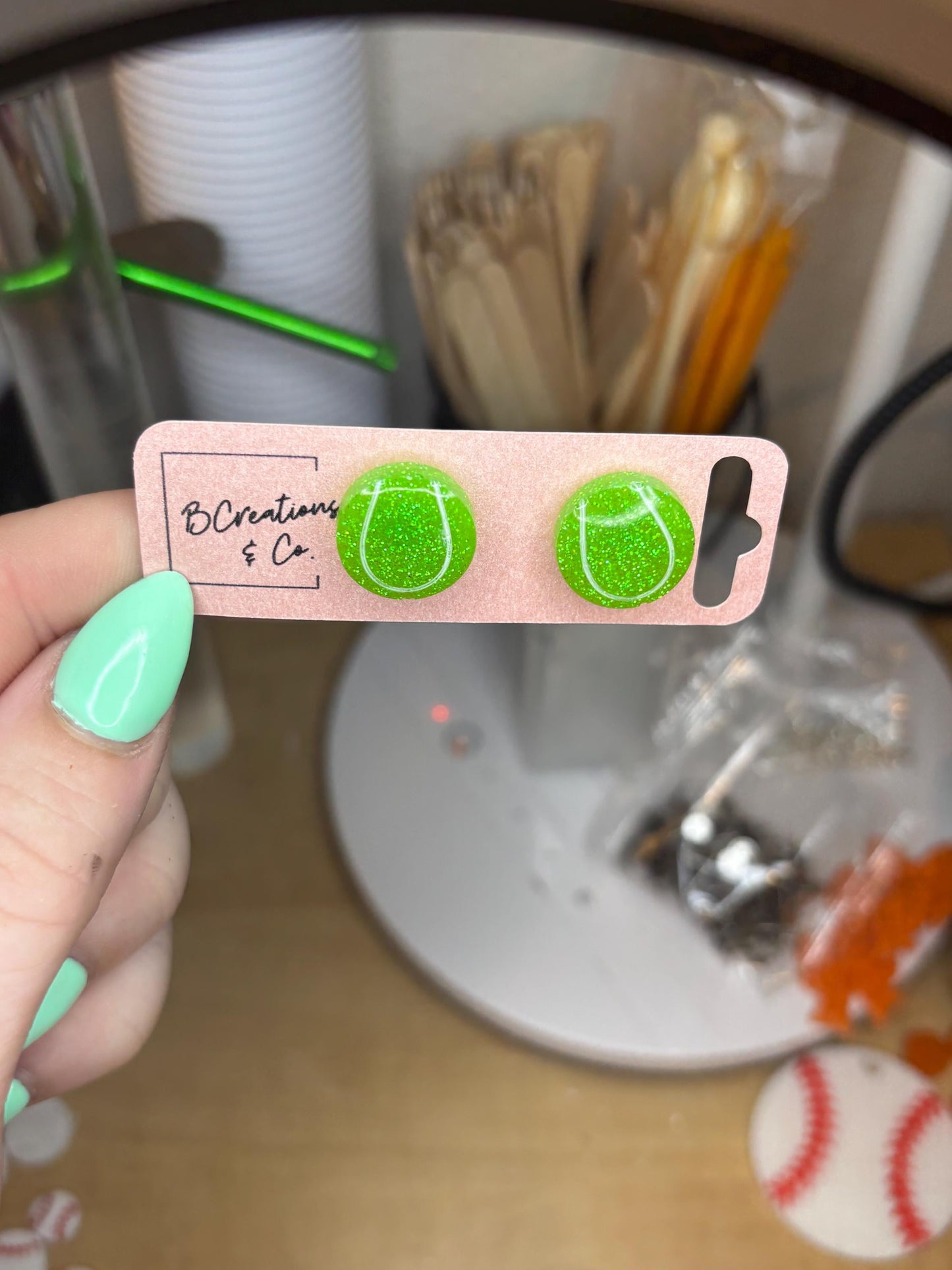 Glitter Tennis Stud Earrings | Custom | Handmade