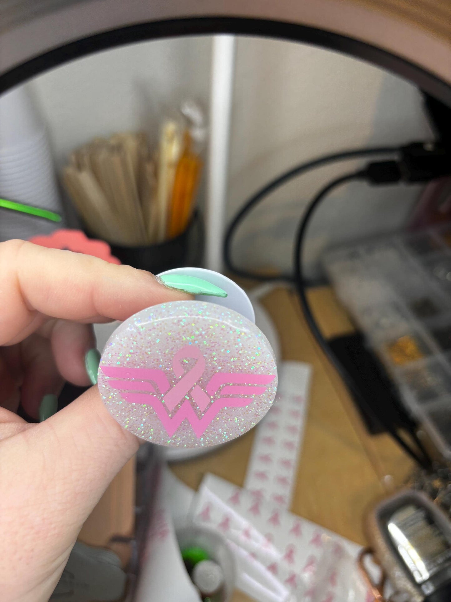 Breast Cancer Superhero Phone Grip | Custom | Handmade