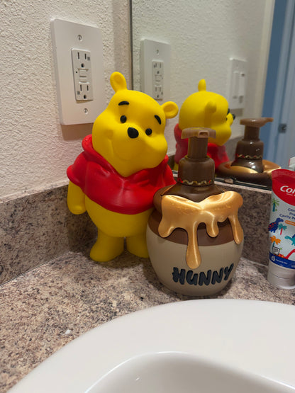Winnie the Pooh Inspired Soap Holder | Bear Bathroom Decor | Kids Bathroom Soap Holder | Cute Countertop Soap Dispenser Holder