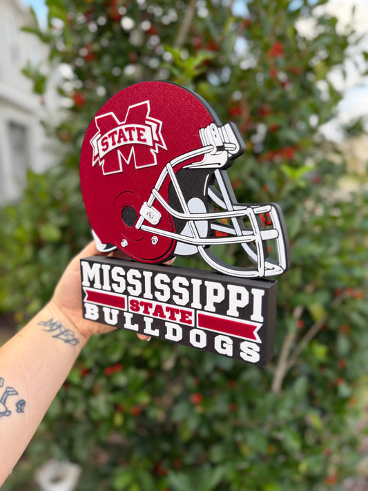 Mississippi State Bulldogs Desk Stand | MS State Football Helmet Decor | Bulldogs Office Desk Sign | College Football Fan Gift