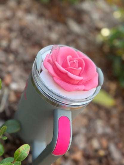 Rose Stanley Cup Topper | 30oz & 40oz Stanley Tumbler Lid Accessory | Floral Straw Topper | 3D Printed Cup Decor