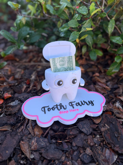 Tooth Fairy Stand with Removable Tooth & Money Holder | Kids Tooth Fairy Gift | Pink or Blue Tooth Fairy Decor
