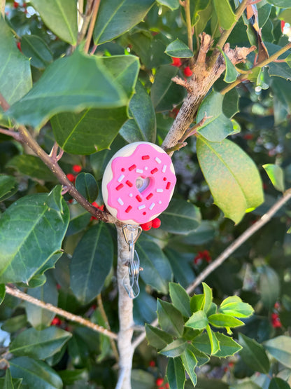 Donut Badge Reel | Pink Heart Donut Badge Holder | Cute Nurse Teacher Badge Reel | Alligator or Belt Clip