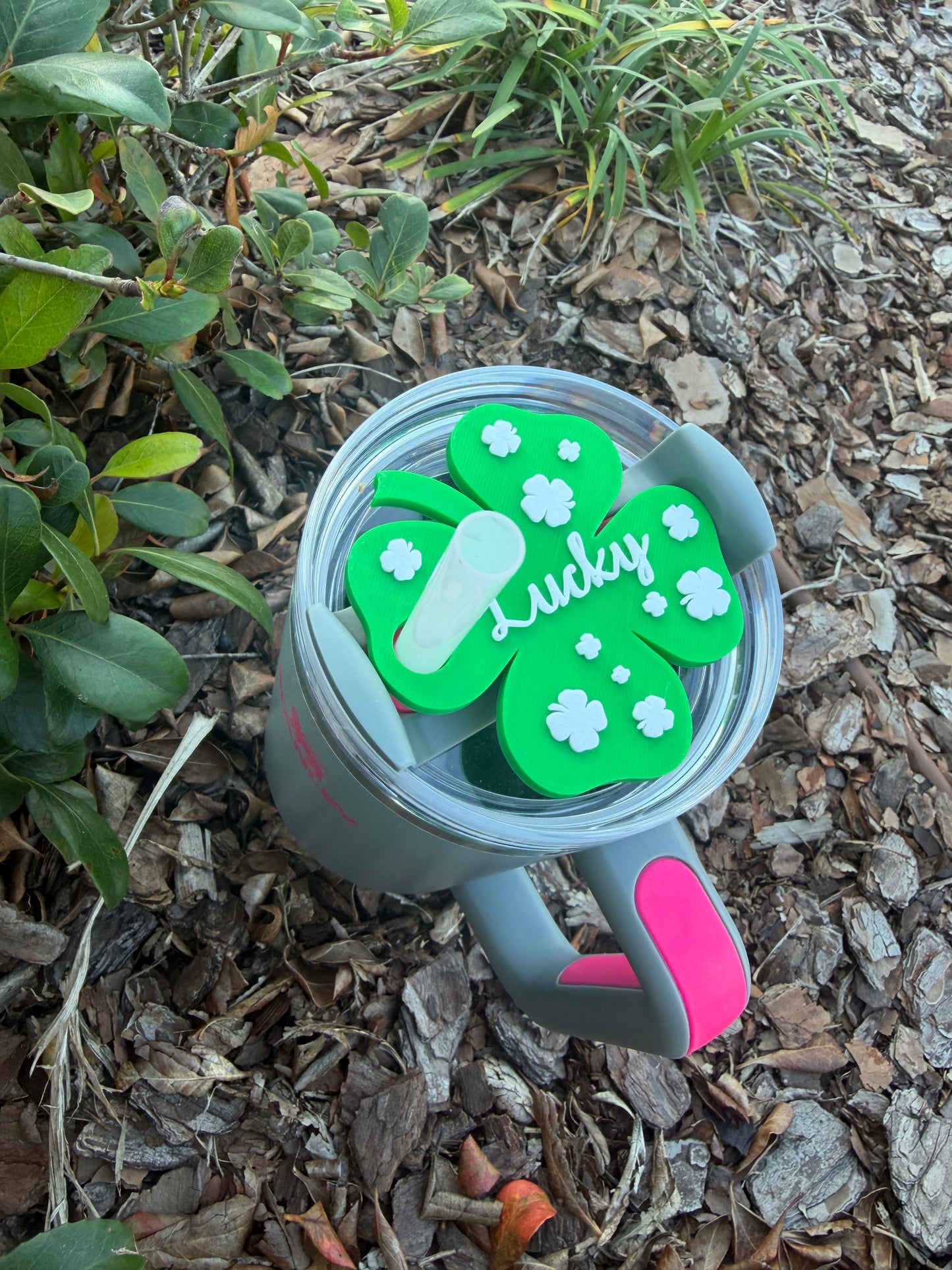 St. Patrick’s Day Stanley Tumbler Topper | Lucky Clover Straw Topper | Fits 30oz & 40oz Stanley Cups | Shamrock Cup Accessory