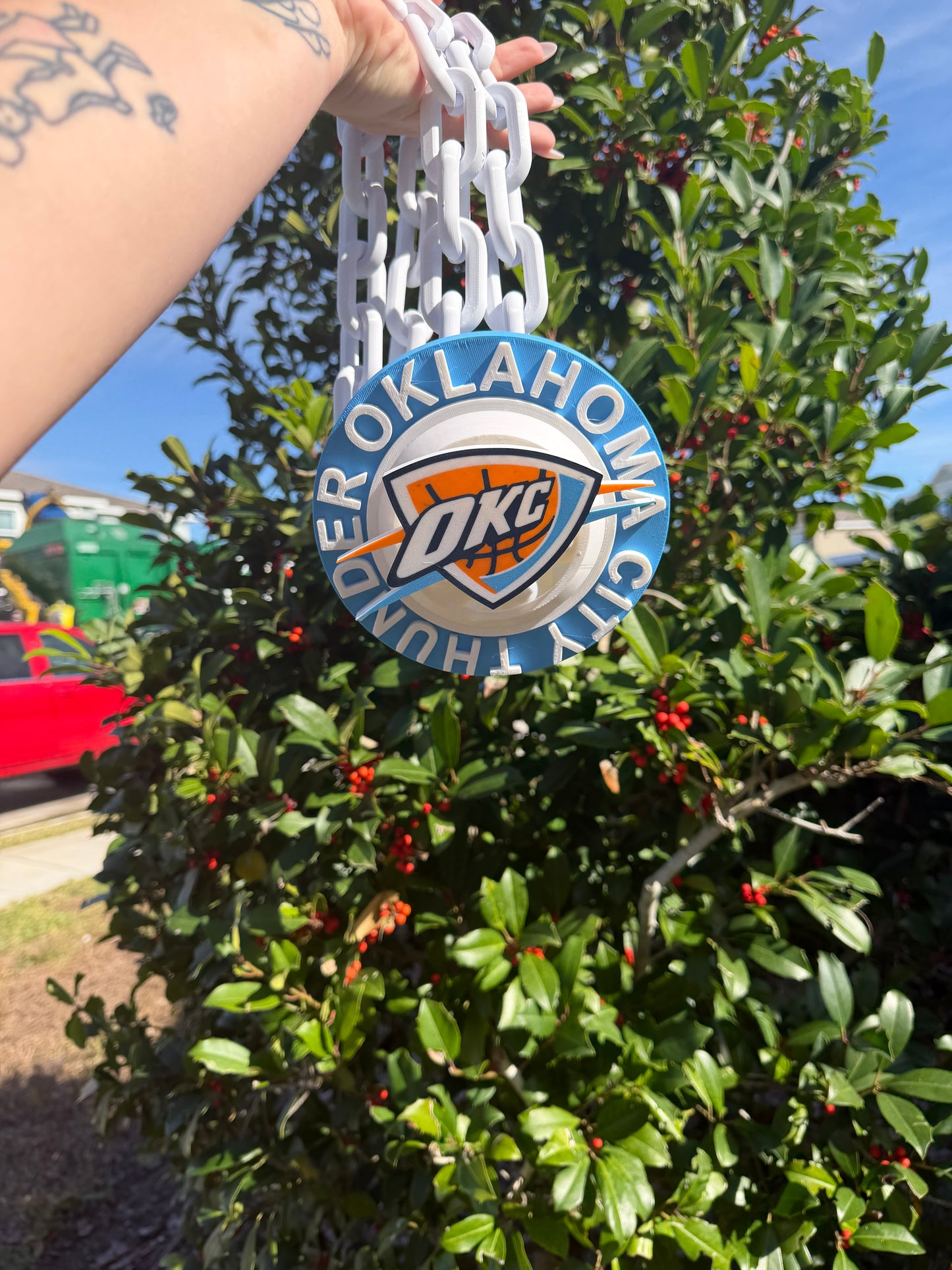 Oklahoma City Thunder Spinner Hype Chain | OKC Thunder Fan Chain | Basketball Game Day Necklace | Thunder Basketball Accessory