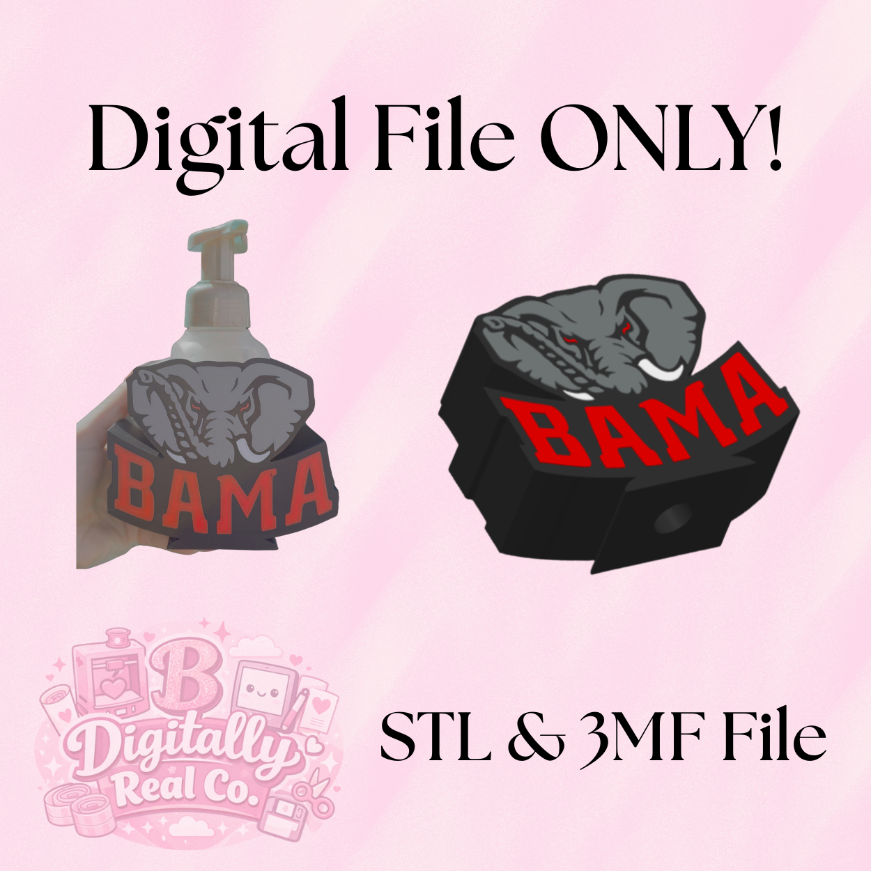 Alabama Roll Tide | Bama Elephant Soap Holder – Digital File | STL & 3MF Download