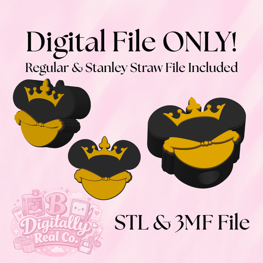 Belle Princess Inspired Straw Topper – Regular & Stanley Size – Digital Download – STL & 3MF Files – 3D Print Princess Cup Charm