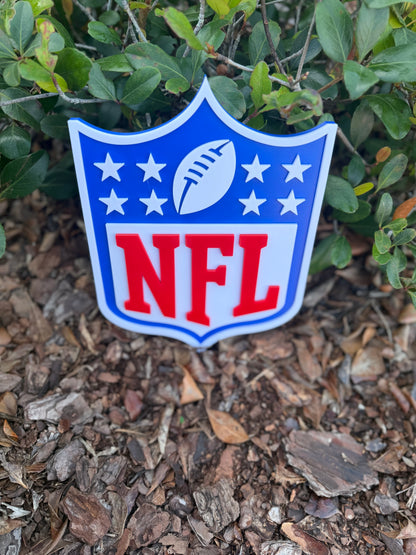 NFL 3D Printed Logo Plaque | Football League Wall Decor | Sports Room & Man Cave Sign | NFL Fan Gift