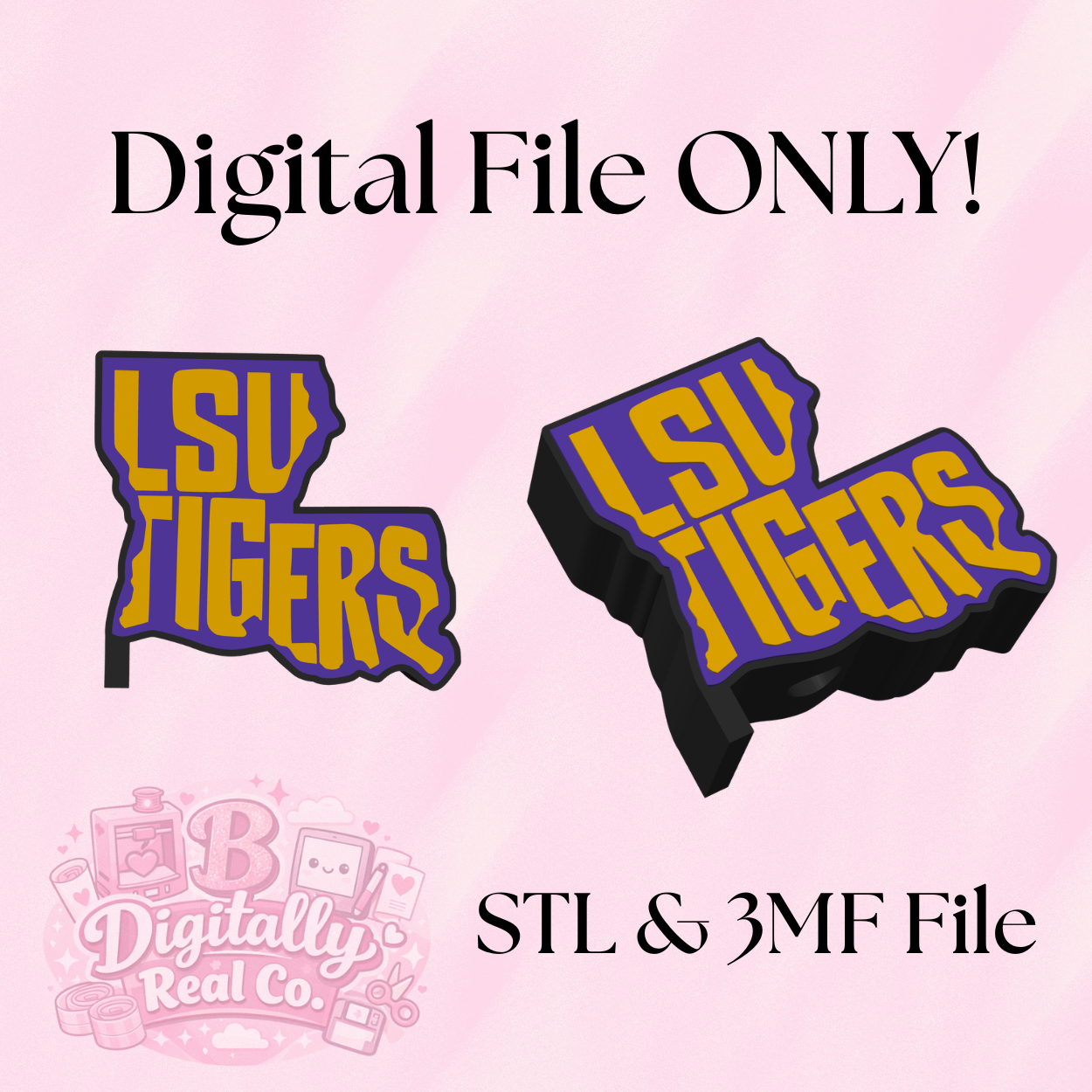 LSU Tigers Soap Holder – Digital File ONLY – STL & 3MF Included – 3D Print File Download