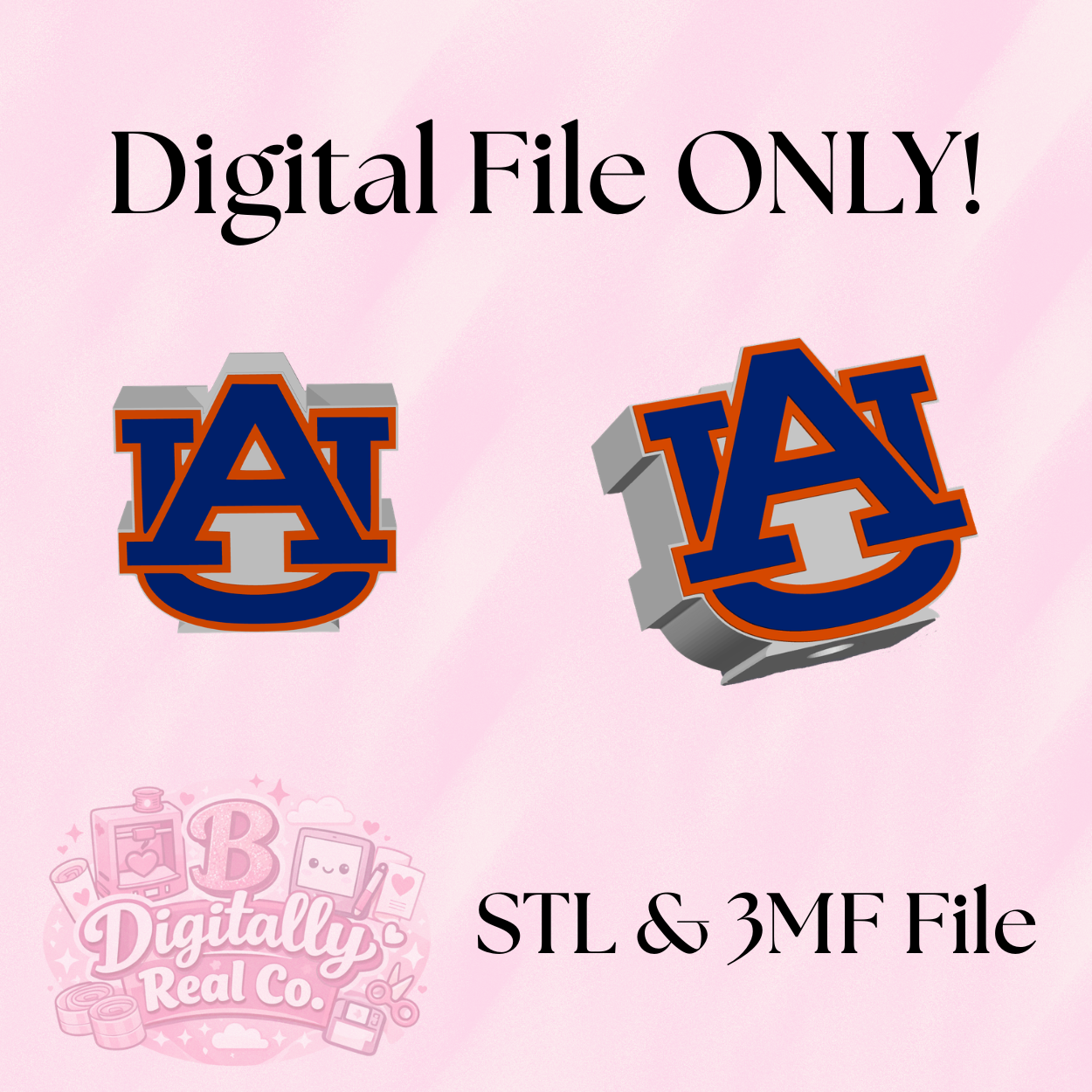 Auburn University Digital File | AU Soap Holder 3D Print File | College Football Decor (STL & 3MF File)