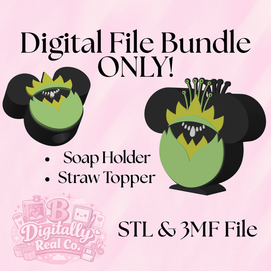 Tiana Princess Bundle – Soap Holder + Straw Topper – Digital Download – STL & 3MF Files – 3D Print Princess Bathroom Set