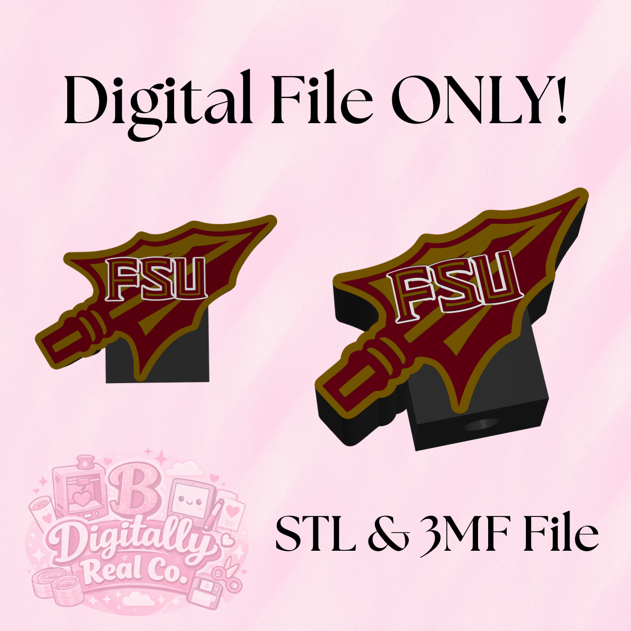 FSU Soap Holder 3D Print File | Florida State Soap Holder – College Football Decor (STL & 3MF Files)