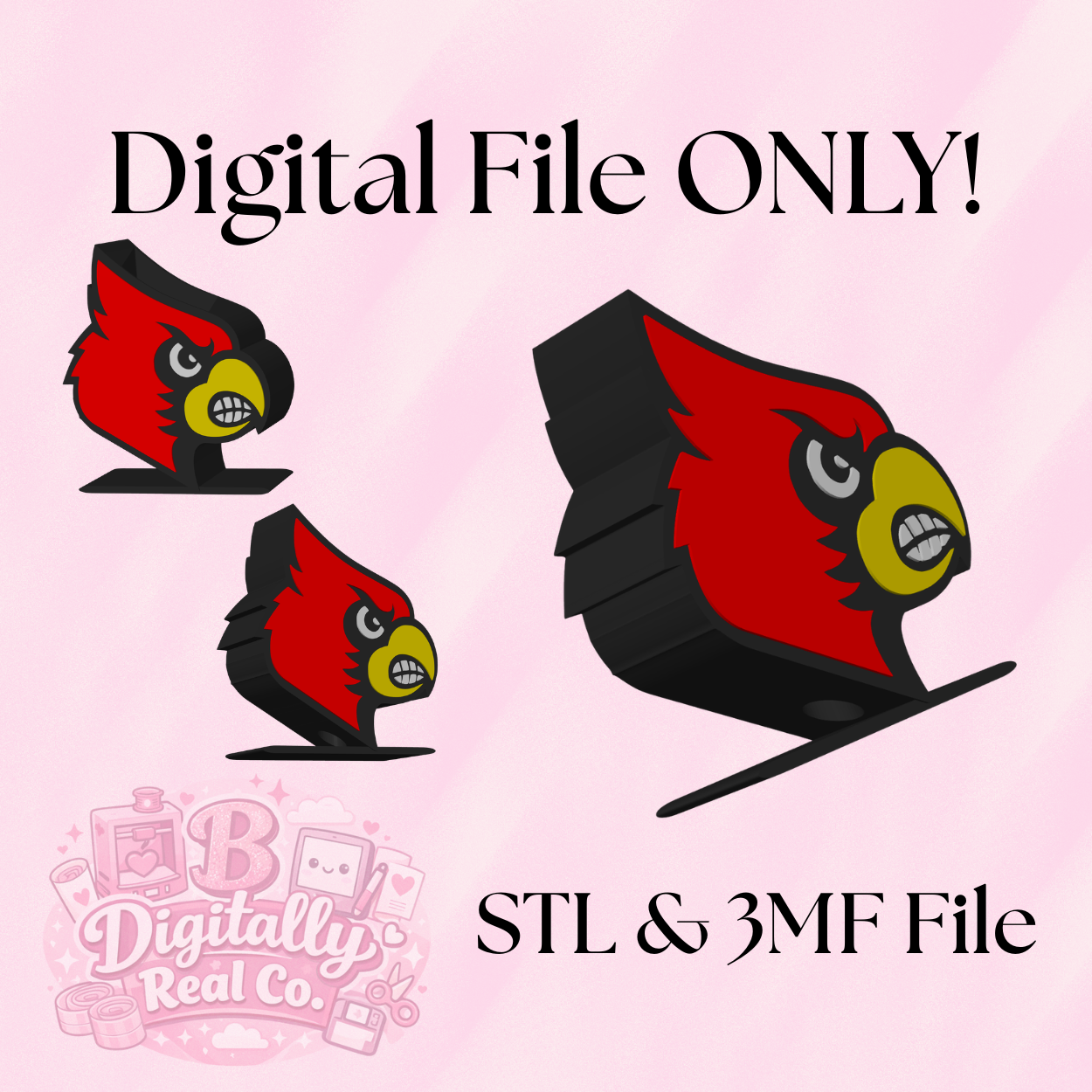 Louisville Cardinal Bird Soap Holder 3D Print File | College Football Decor (STL & 3MF File)