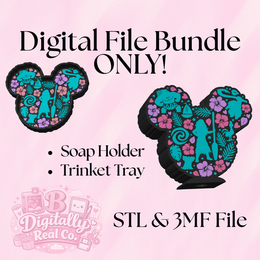 Island Princess Bathroom Bundle – Soap Holder + Trinket Tray – Digital Download – STL & 3MF Files – 3D Print Tropical Decor Set