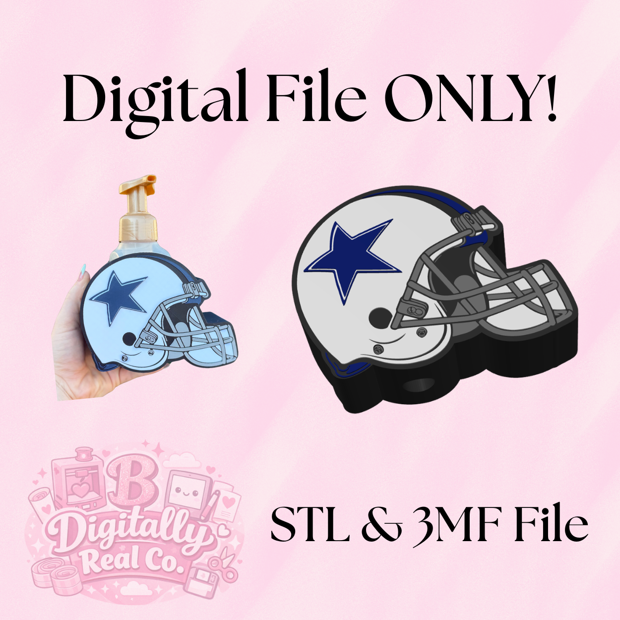 Cowboys Helmet Soap Holder – 3D Print STL & 3MF Files (Digital Download)