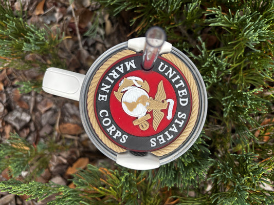 USMC 40oz Stanley Tumbler Topper | Marine Corps Cup Lid Topper | Optional USMC Straw Topper Add-On