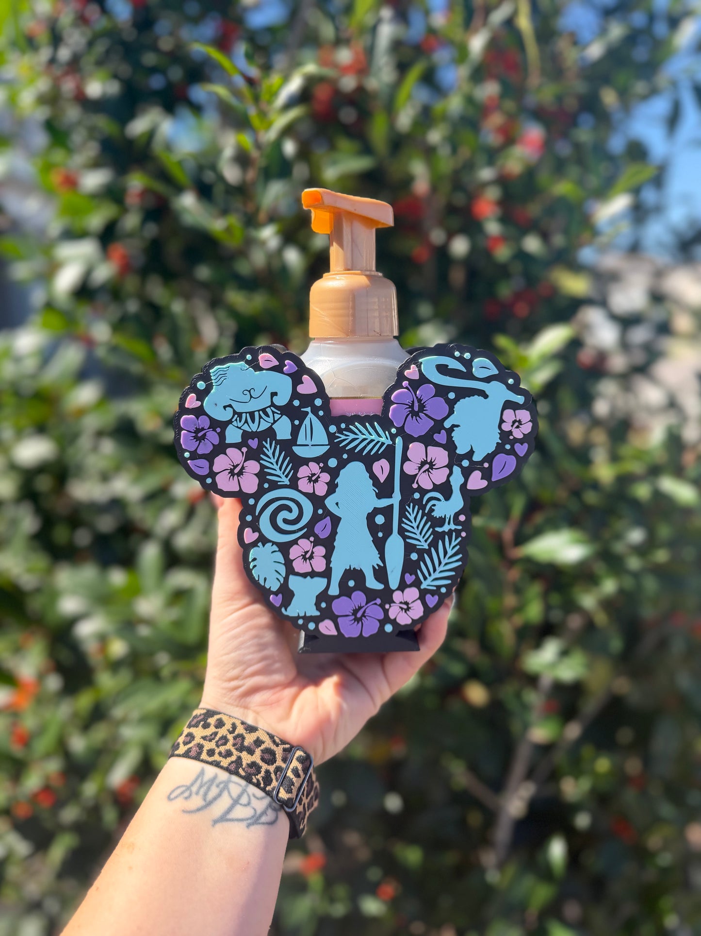 Island Adventure Princess Soap Holder | Tropical Inspired Bathroom Decor | Fits Bath & Body Works Foaming Soap | 3D Printed Soap Stand