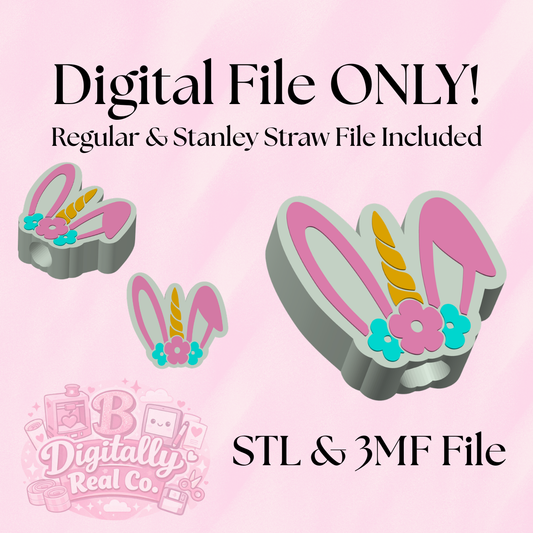 Easter Unicorn Straw Topper | STL & 3MF File | Regular & Stanley Size Included | 3D Print Digital Download | Spring Cup Charm