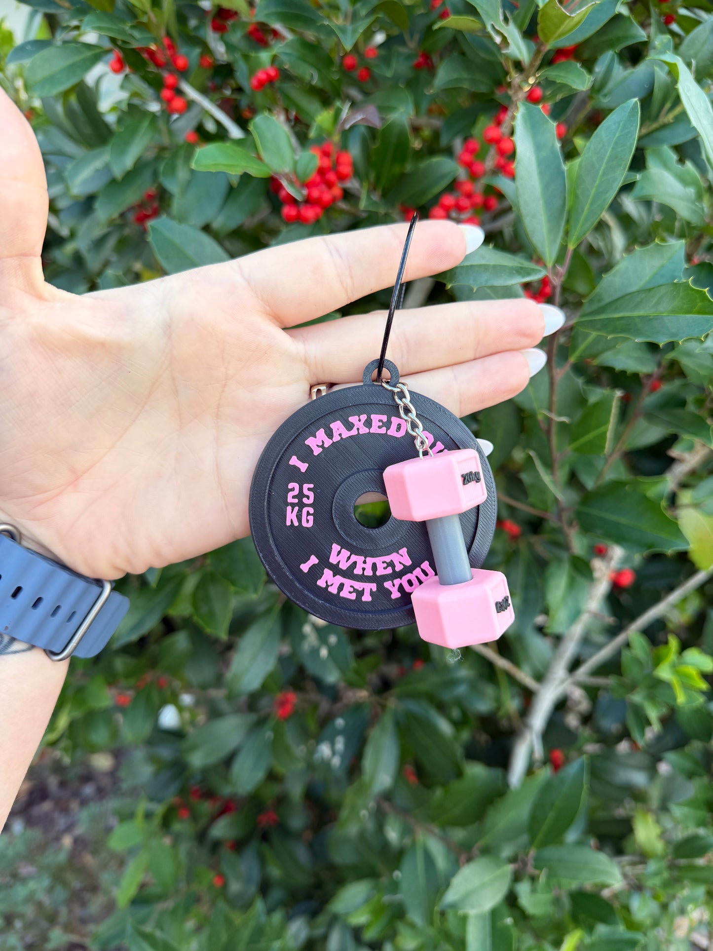 Valentine’s Day Gym Keychain | Weight Plate & Dumbbell Keychain | Fitness Lover Gift | Custom Color Combo | Gym Valentine Gift