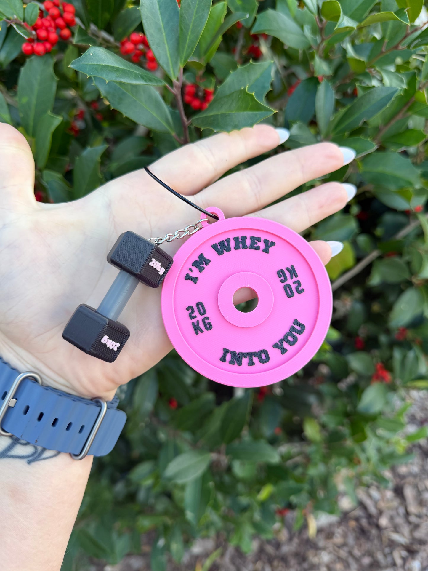 Valentine’s Day Gym Keychain | Weight Plate & Dumbbell Keychain | Fitness Lover Gift | Custom Color Combo | Gym Valentine Gift