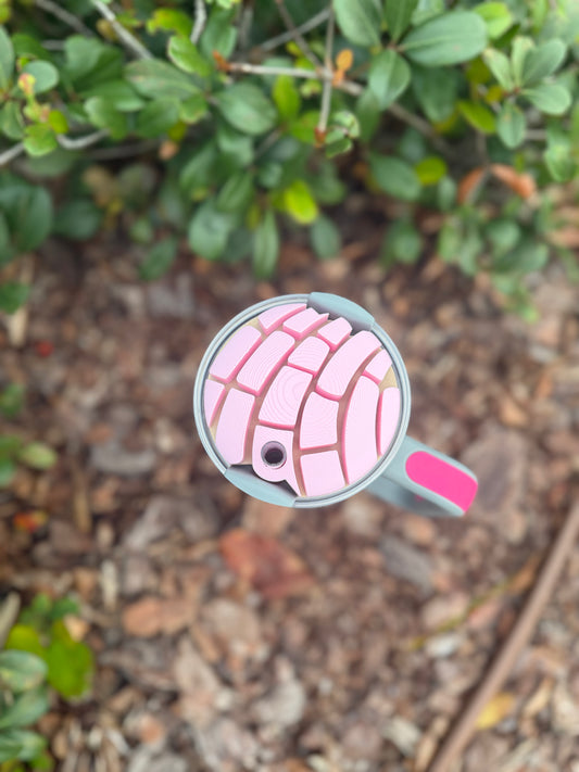 Concha Stanley Straw Topper | 30oz & 40oz Stanley Cup Accessory | Pink Concha Straw Cover | Mexican Bread Tumbler Topper | Cute Stanley Charm