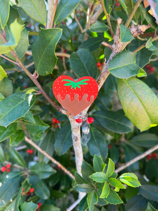 Chocolate Covered Strawberry Badge Reel | Valentine’s Day Heart Badge Holder | Cute Nurse Teacher Badge Reel | Alligator or Belt Clip