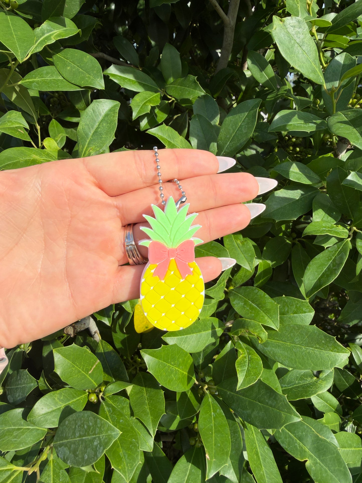 Cute Pineapple Bow Can Opener Keychain – Tropical Bottle Opener – Summer Gift – Handmade 3D Printed Accessory