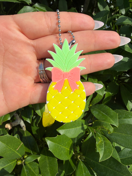 Cute Pineapple Bow Can Opener Keychain – Tropical Bottle Opener – Summer Gift – Handmade 3D Printed Accessory