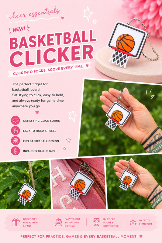 Basketball Clicker Keychain – Basketball Hoop Fidget Clicker, Sports Bag Charm, Basketball Team Gift, Coach Gift, Player Keychain