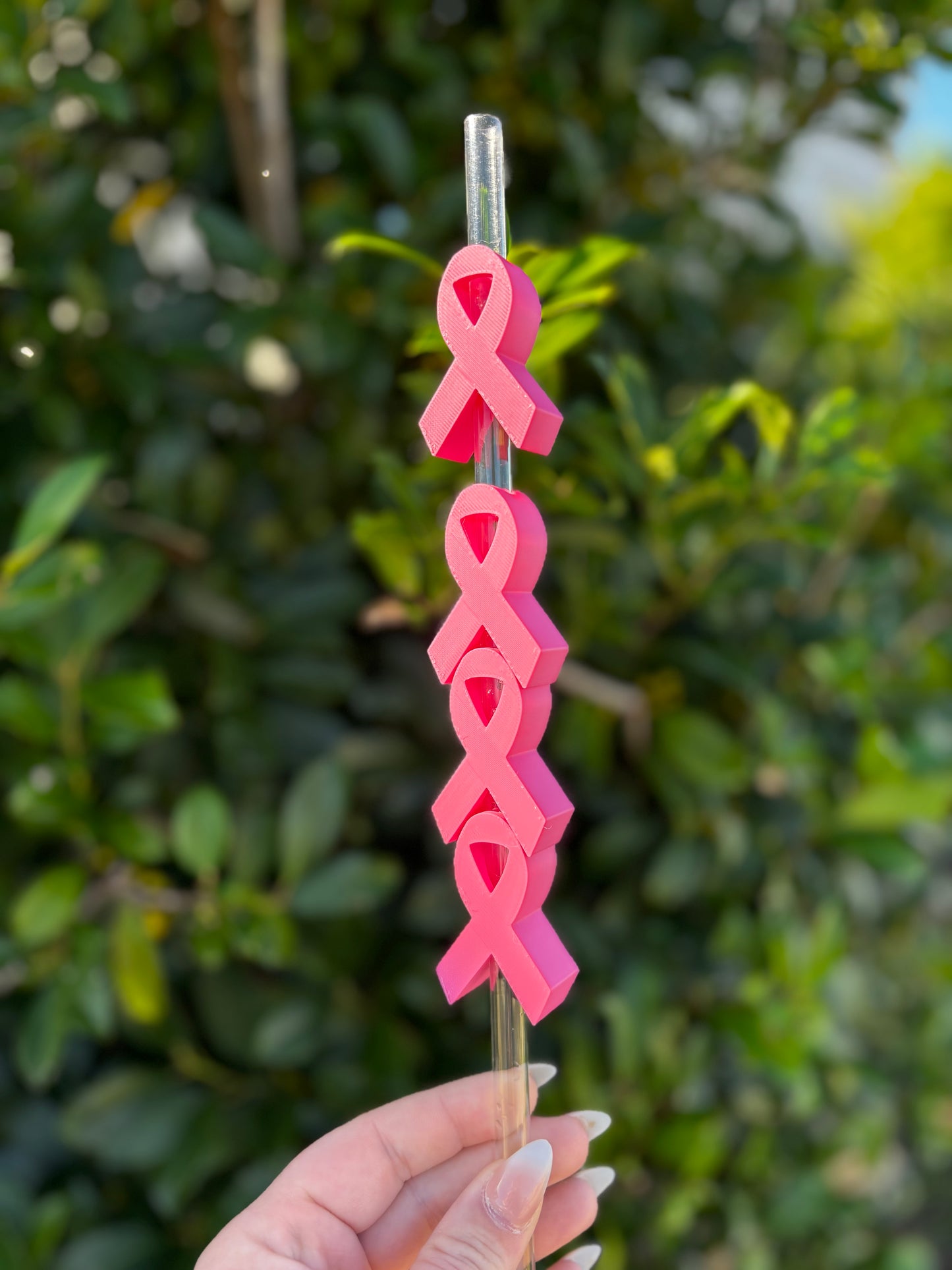 Breast Cancer Ribbon Stanley Straw Topper