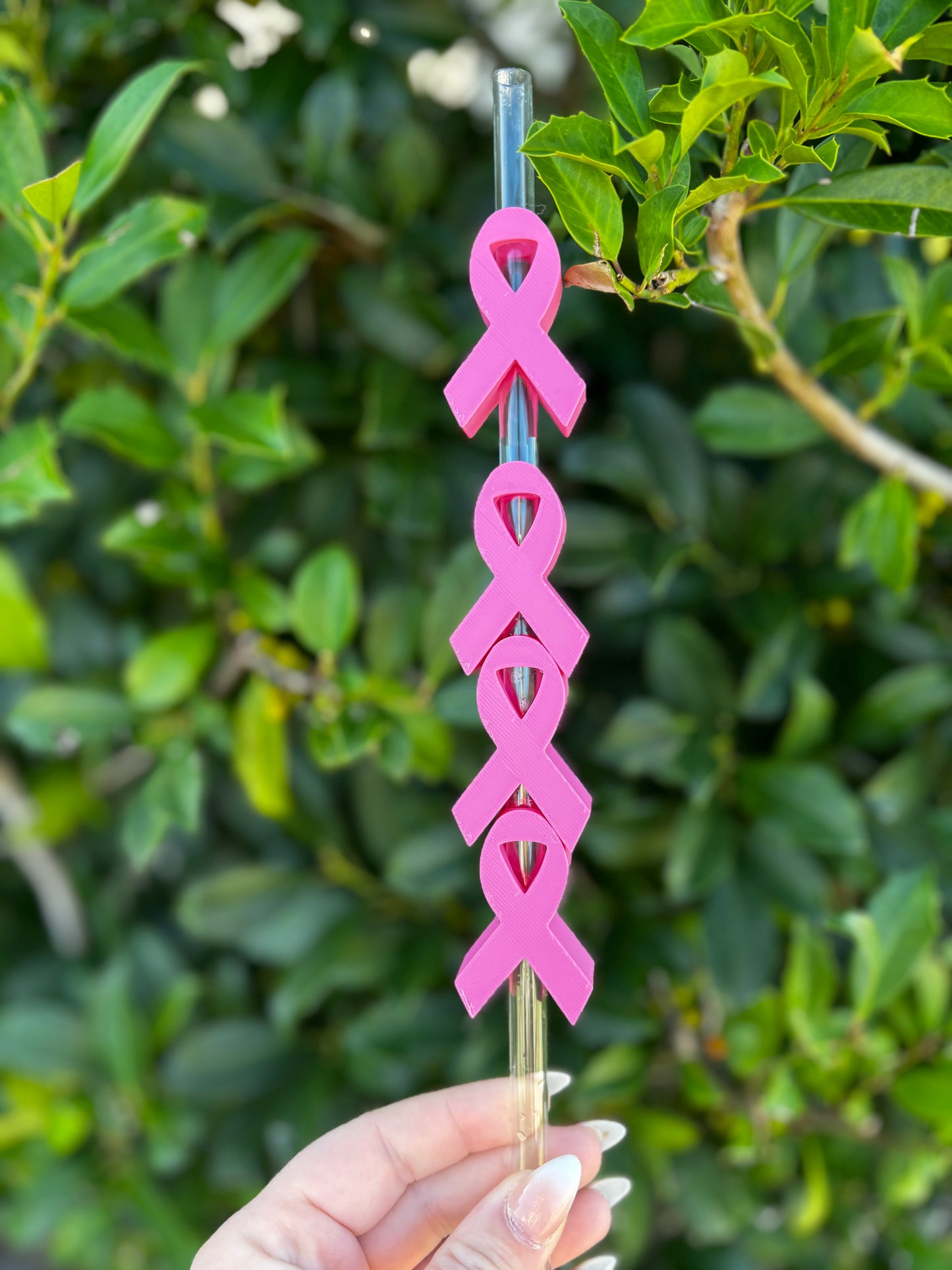 Breast Cancer Ribbon Stanley Straw Topper