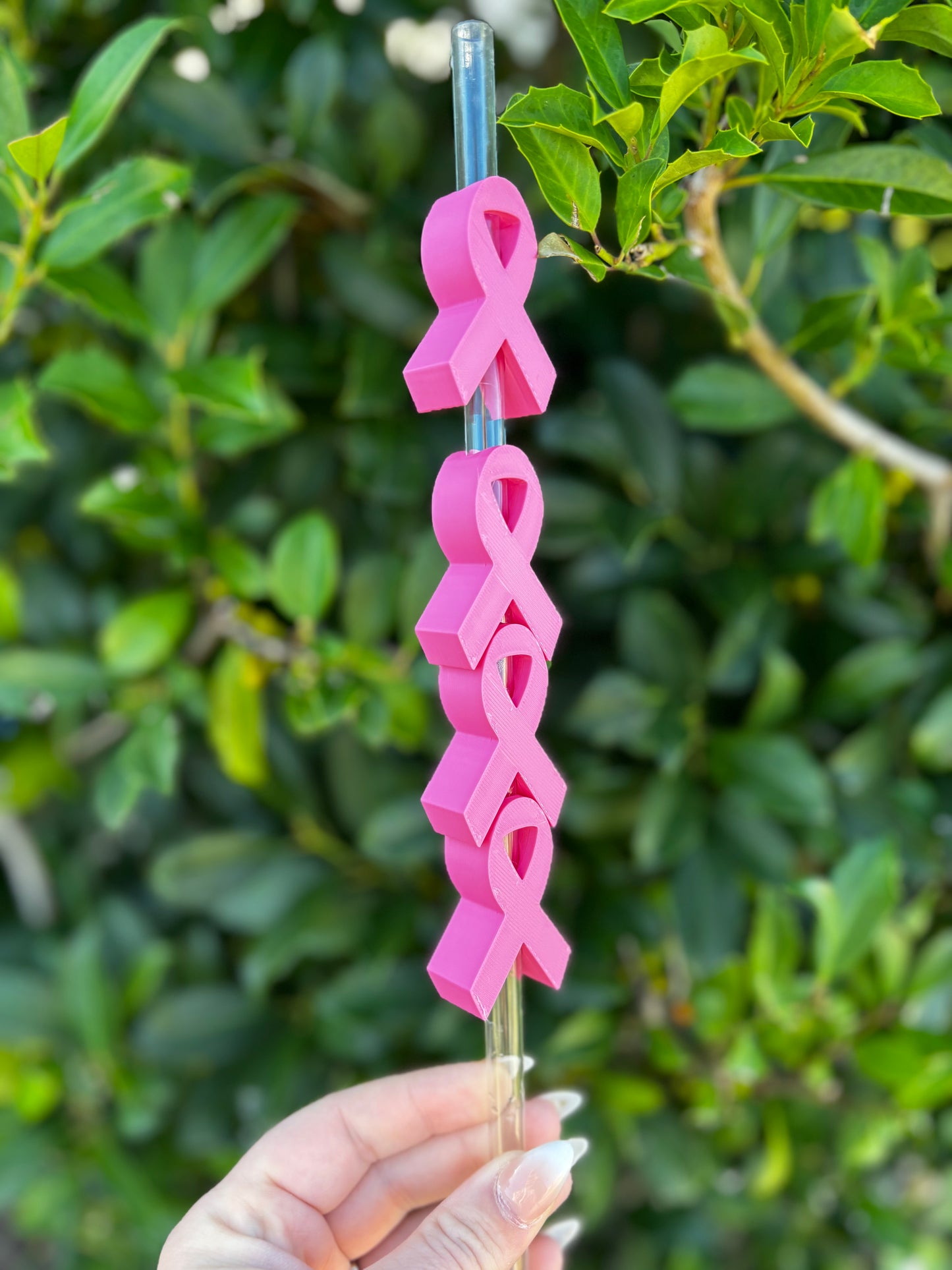 Breast Cancer Ribbon Stanley Straw Topper