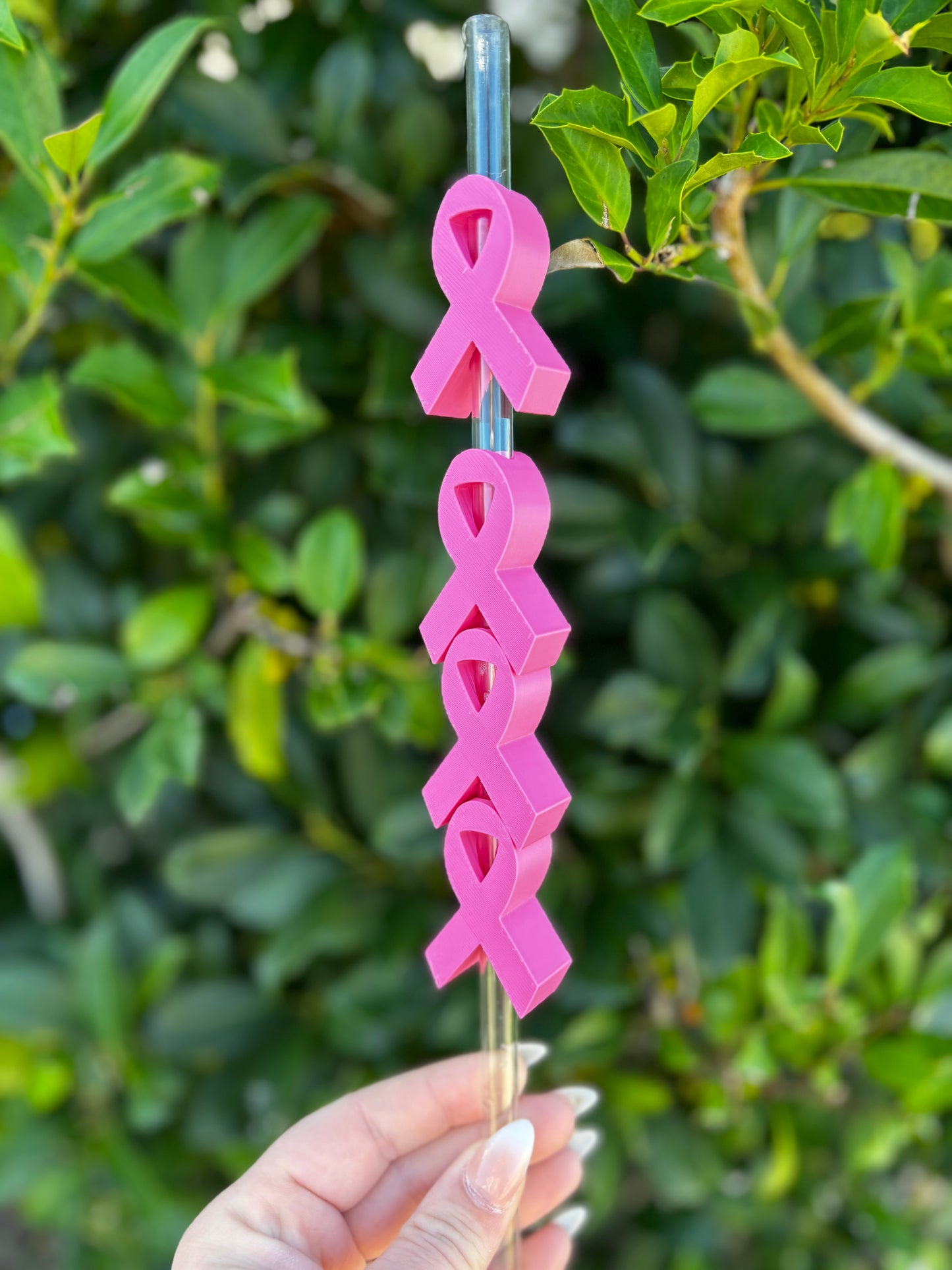 Breast Cancer Ribbon Stanley Straw Topper