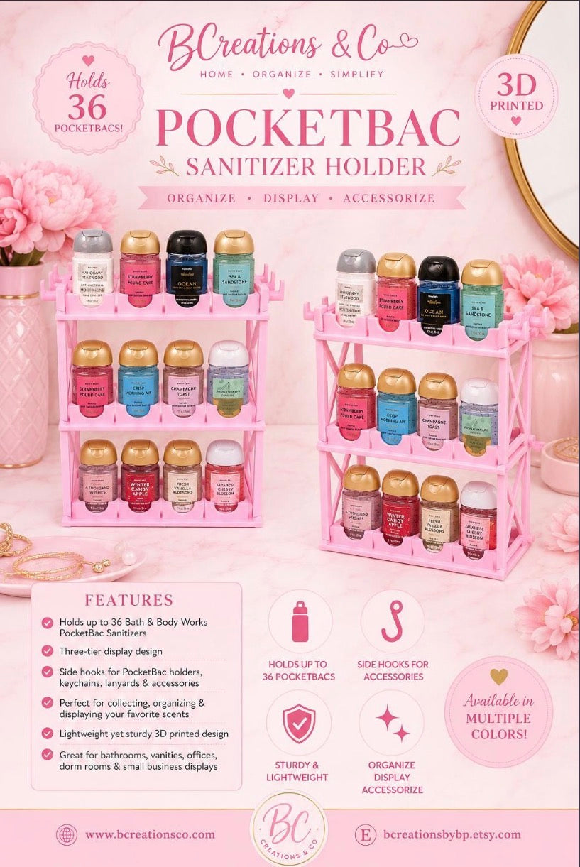 Bath & Body Works PocketBac Sanitizer Holder Organizer with Hooks | Hand Sanitizer Storage Rack | Bathroom, Entryway or Classroom Organizer