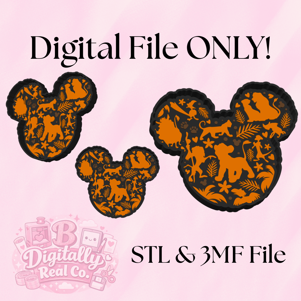 Lion King Trinket Tray STL File | Safari Mouse Ear Catchall Tray | Lion King Inspired Desk Organizer | Safari Jewelry Tray | Digital Download STL 3MF File