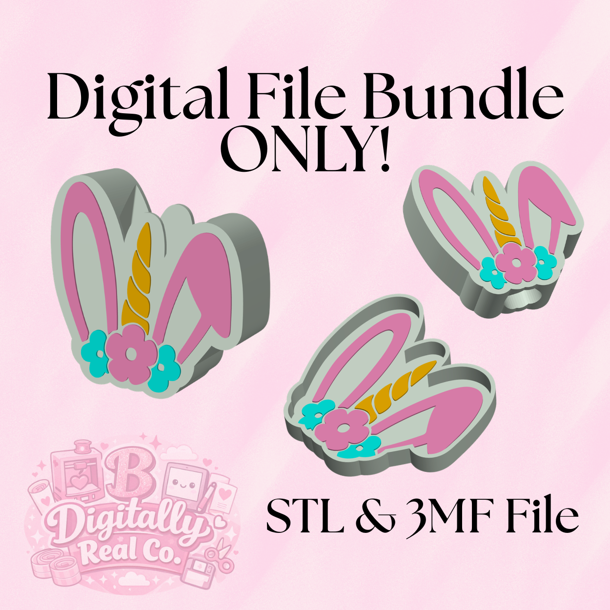 Easter Unicorn 3D Print Bundle | Soap Holder + Straw Topper + Trinket Tray | STL & 3MF Files | Commercial License Included